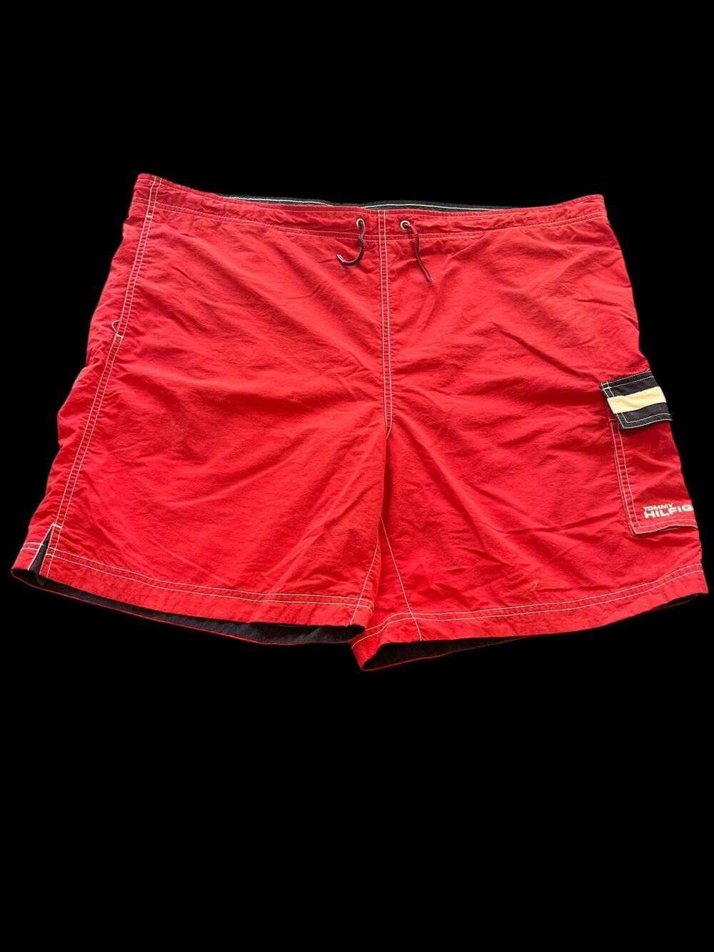 Tommy Hilfiger -Men's Swimwear-Sz L-Red-Mesh lined-Drawstring-EUC-1131